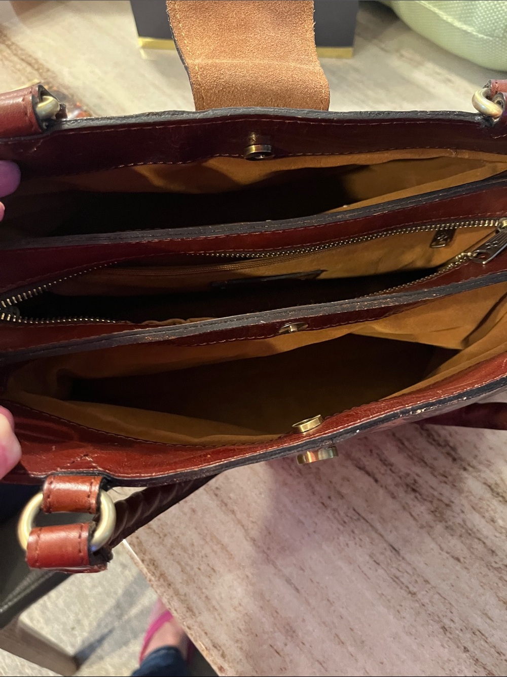 Patricia Nash Floral Print Shoulder Satchel in Brown with Tassel Accent w/wallet - Picture 7 of 8